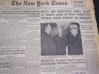 1950 OCTOBER 19 NEW YORK TIMES - HEAVY RED RESISTANCE SLOWS ALLIES - NT 4572