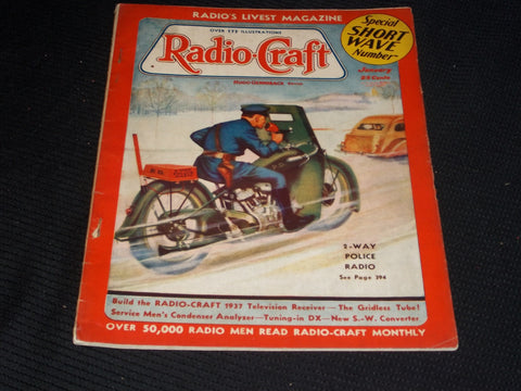 1937 JANUARY RADIO-CRAFT MAGAZINE VERY NICE COVERS & ADS - E 408