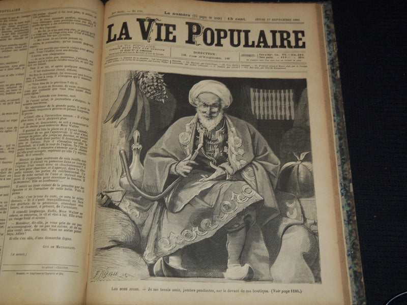 1885 JULY-SEPT LA VIE POPULAIRE MAGAZINE BOUND VOLUME #7- EMILE ZOLA - KD 7462C