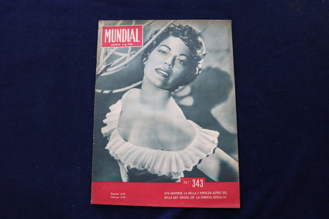 1955 AUGUST 3 MUNDIAL MAGAZINE - AVA GARDNER COVER - SPANISH - E 23866