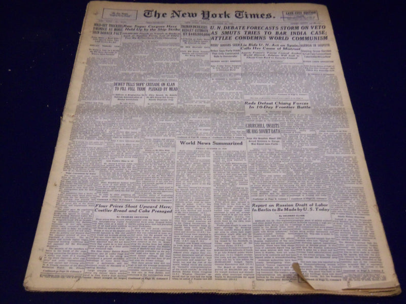 1946 OCTOBER 25 NEW YORK TIMES - U. N. STORM ON VETO - NT 2971