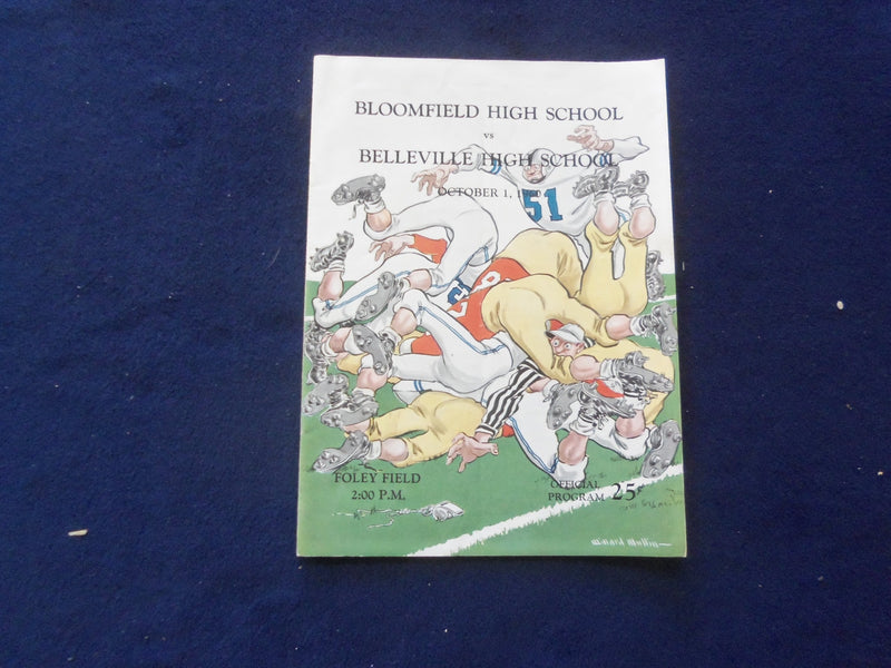 1960 OCT 1 HIGH SCHOOL FOOTBALL PROGRAM - BLOOMFIELD HS VS. BELLEVILLE - J 8448