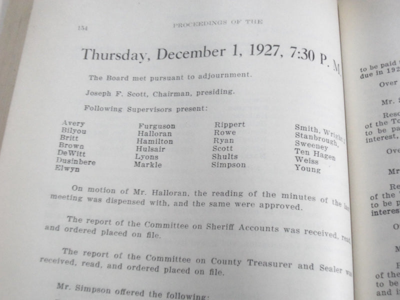 1927 PROCEEDINGS OF THE BOARD OF SUPERVISORS OF ULSTER COUNTY NEW YORK - J 1279