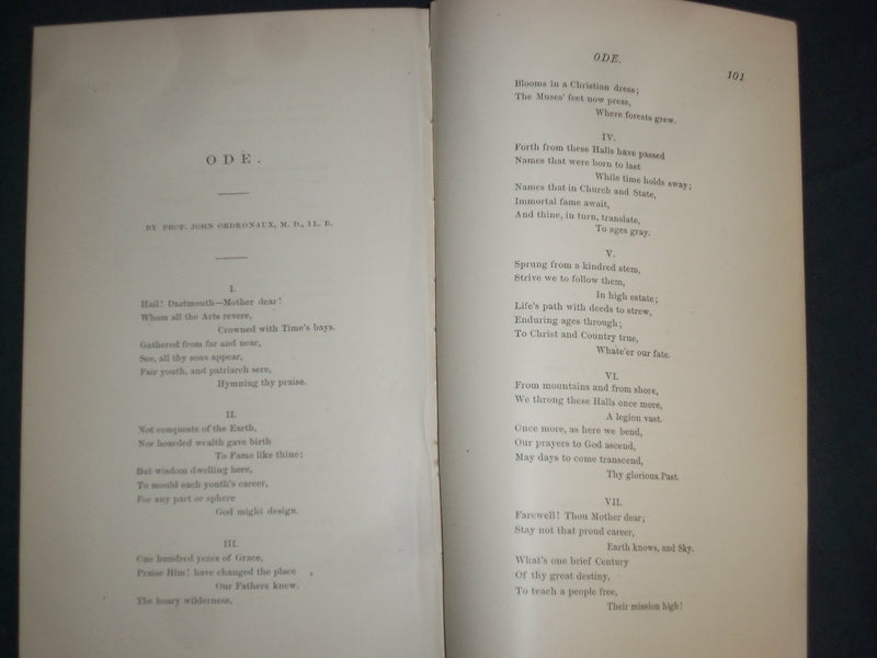 1869 DARTMOUTH COLLEGE CENTENNIAL CELEBRATION - J 4393