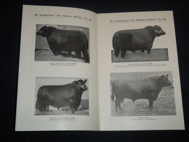 1951 QUALITY PRINCE BREEDERS' CATTLE SALE CATALOG - STILLWATER OKLAHOMA - J 9230