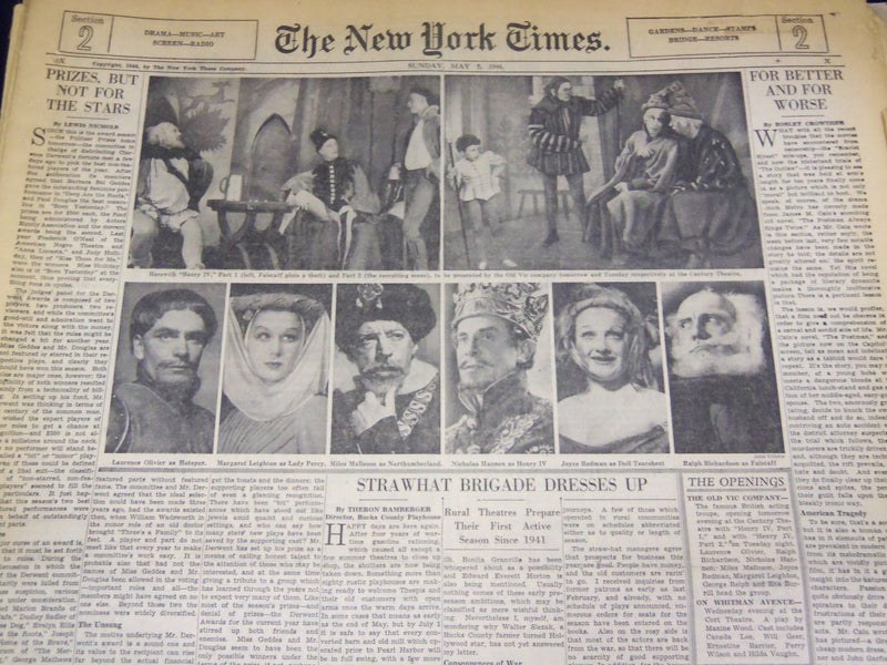 1946 NY TIMES SUNDAY DRAMA SECTIONS LOT OF 42 - ANNIE GET YOUR GUN - UP 8