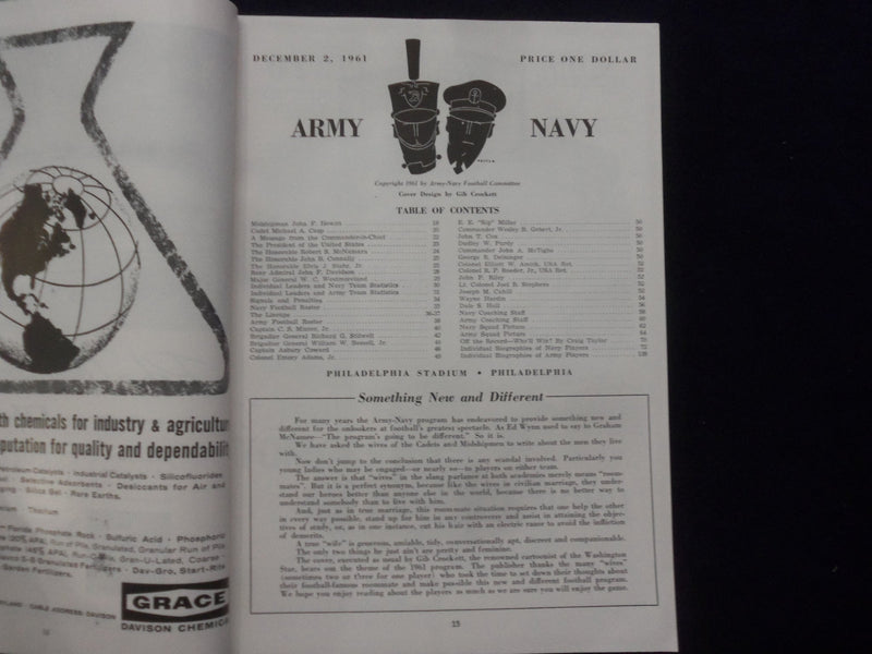 1961 DECEMBER 2 ARMY-NAVY FOOTBALL PROGRAM - PHILADELPHIA STADIUM - K 131