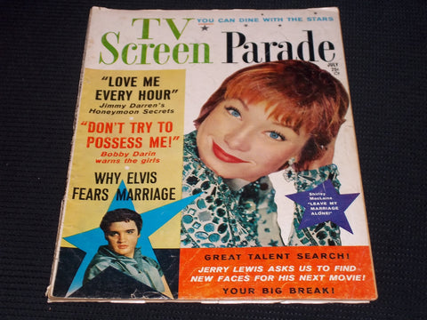 1960 JULY TV SCREEN PARADE MAGAZINE - SHIRLEY MACLAINE FRONT COVER - E 17234