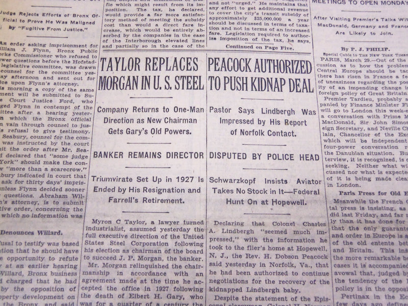 1932 MARCH 30 NEW YORK TIMES - TAYLOR REPLACES MORGAN IN U. S. STEEL - NT 4116