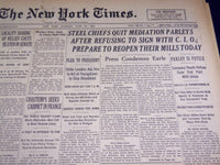 1937 JUNE 22 NEW YORK TIMES - STEEL CHIEFS QUIT MEDIATION PARLEYS - NT 1281