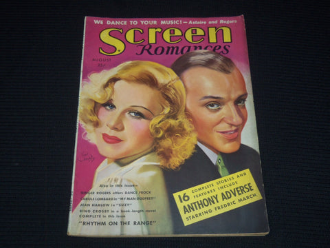 1936 AUGUST SCREEN ROMANCES MAGAZINE - GINGER ROGERS & FRED ASTAIRE - E 16327