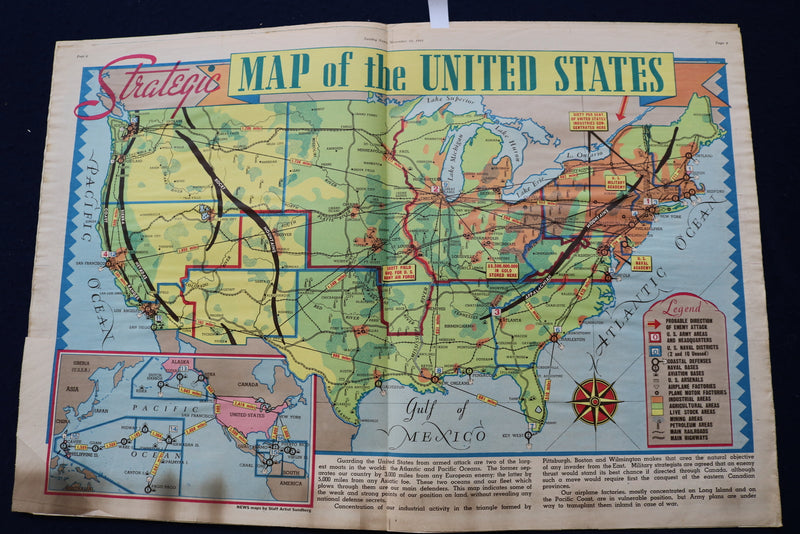1939 NOV 12 SUNDAY NEWS PICTURE NEWSPAPER - MERLE OBERON-U.S. COLOR MAP- E 22704