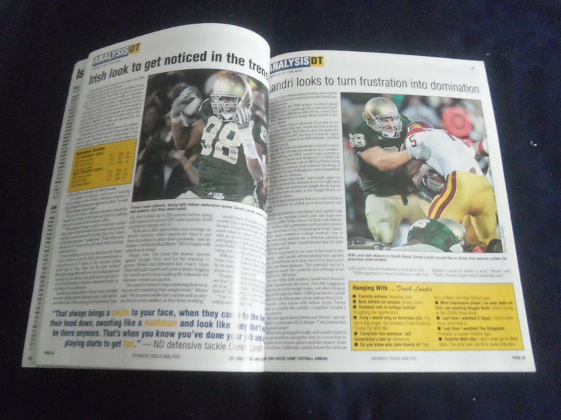 2006 UNIVERSITY OF NOTRE DAME FOOTBALL ANNUAL - IRISH SPORTS REPORT - SP 1213Q
