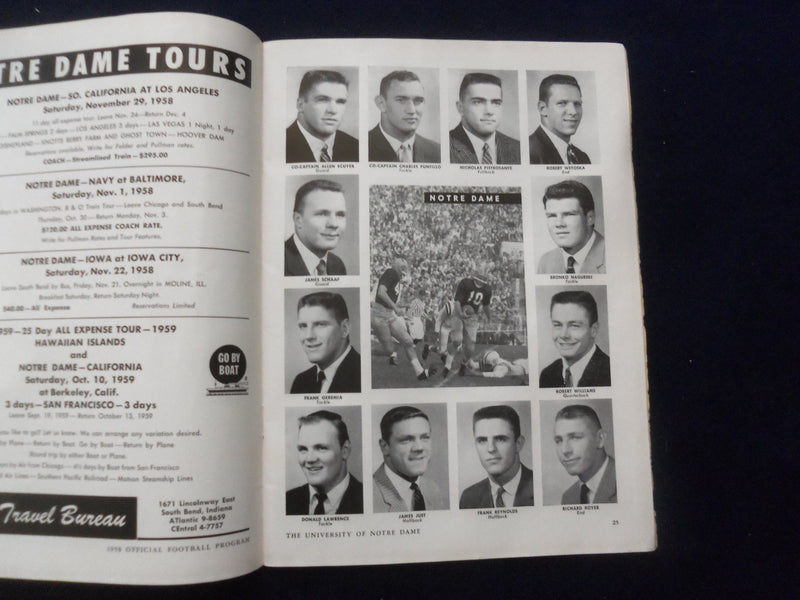 1958 SEPTEMBER 27 FOOTBALL PROGRAM - UNIV INDIANA VS. UNIV NOTRE DAME - SP 5454R