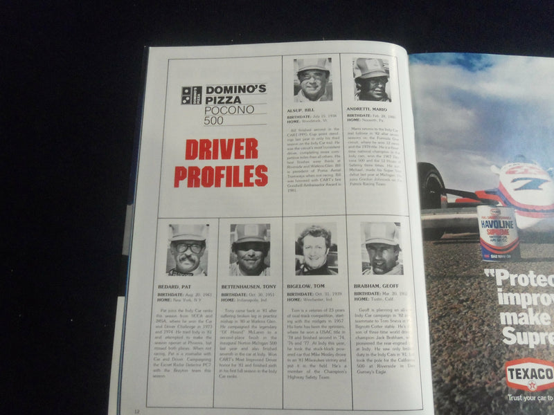 1982 AUGUST 15 DOMINO'S PIZZA POCONO 500 RACING PROGRAM - SP 3898I