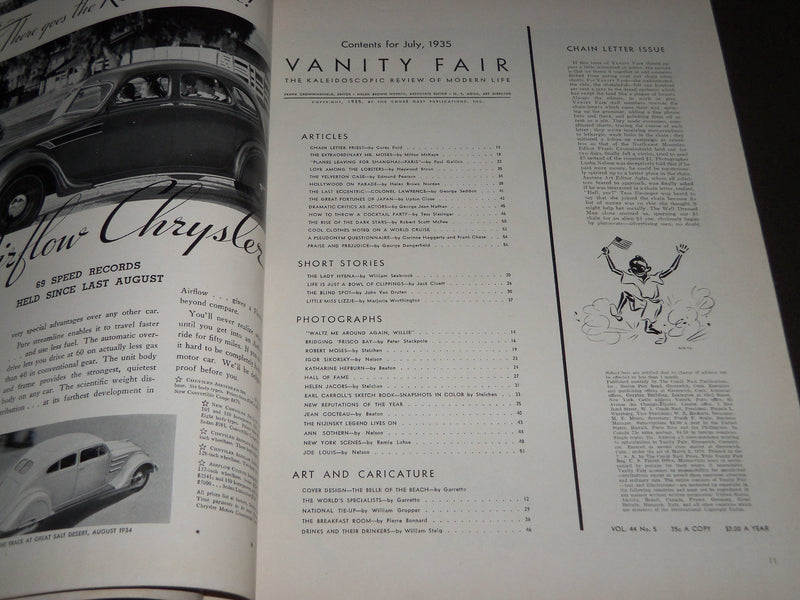 1935 JULY VANITY FAIR MAGAZINE - KATHARINE HEPBURN - ANN SOTHERN - LOUIS - F 464