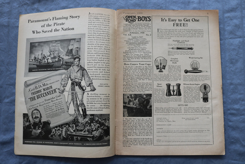 1938 FEBRUARY THE OPEN ROAD FOR BOYS MAGAZINE - LOOK OUT BELOW! - ST 5510J