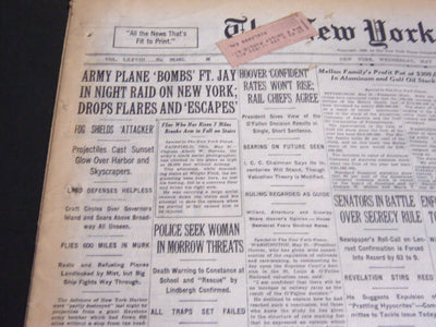 1929 MAY 22 NEW YORK TIMES - ARMY PLANE BOMBS FT. JAY IN NIGHT RAID - NT 6868