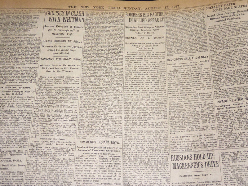 1917 AUGUST 12 NEW YORK TIMES - KERENSKY GRIPS ARMY COMMITTEES - NT 8509