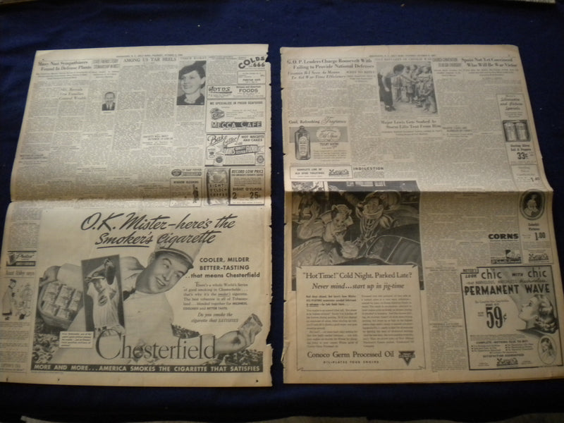 1940 OCT 3 GREENSBORO DAILY NEWS NEWSPAPER -BRITISH CLAIM MAJOR SUCCESS- NP 6029