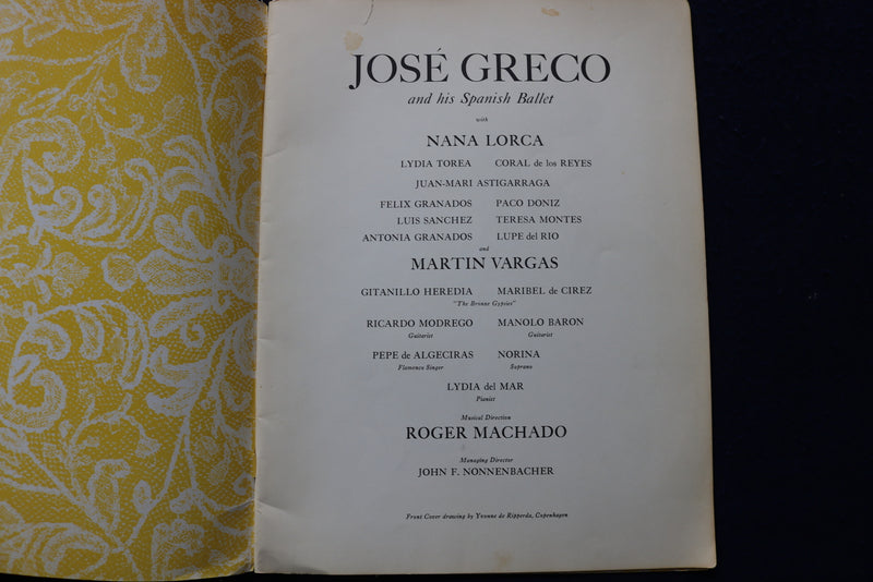 1962 JOSE GRECO AND HIS SPANISH BALLET PROGRAM - K 1740