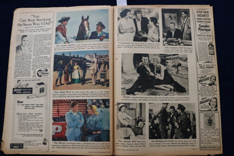 1954 NOV 28 SUNDAY NEWS COLOROTO MAGAZINE-WILLIAM HOLDEN -MOVIE NUMBER - E 22790
