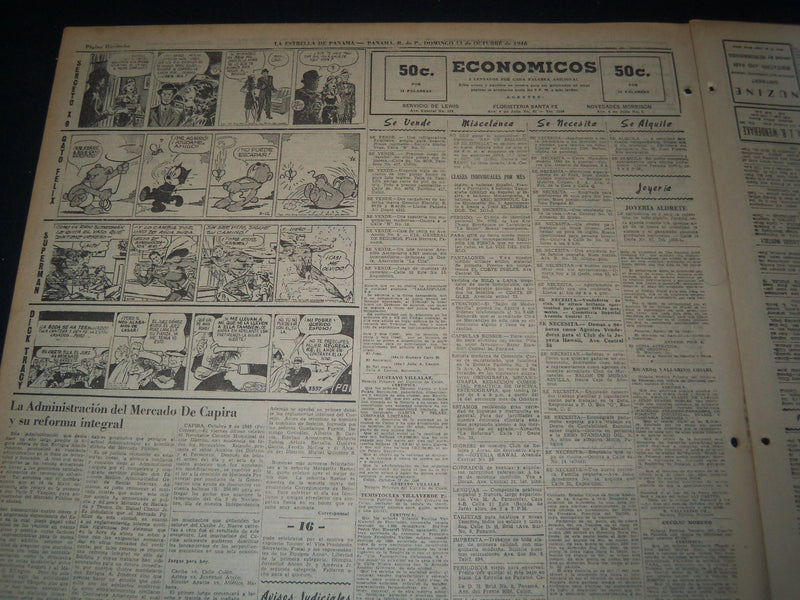 1946 OCT 13 PANAMA STAR & HERALD NEWSPAPER - JOSEPH STILWELL DIES - NT 7538