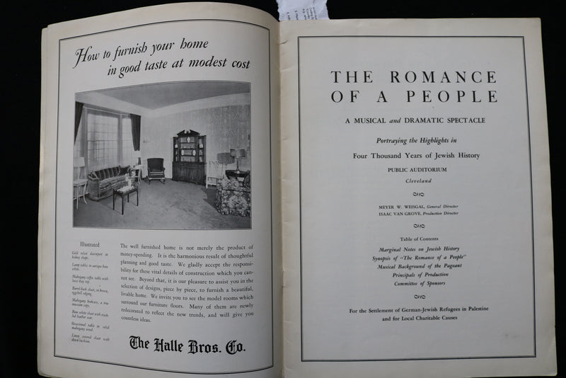 1934 THE ROMANCE OF A PEOPLE PROGRAM - JEWISH REFUGEES - K 2271