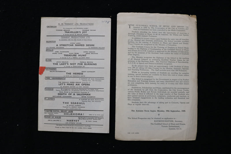 1947-1949 LONDON THEATRE PROGRAMS - LOT OF 22 - K 1822