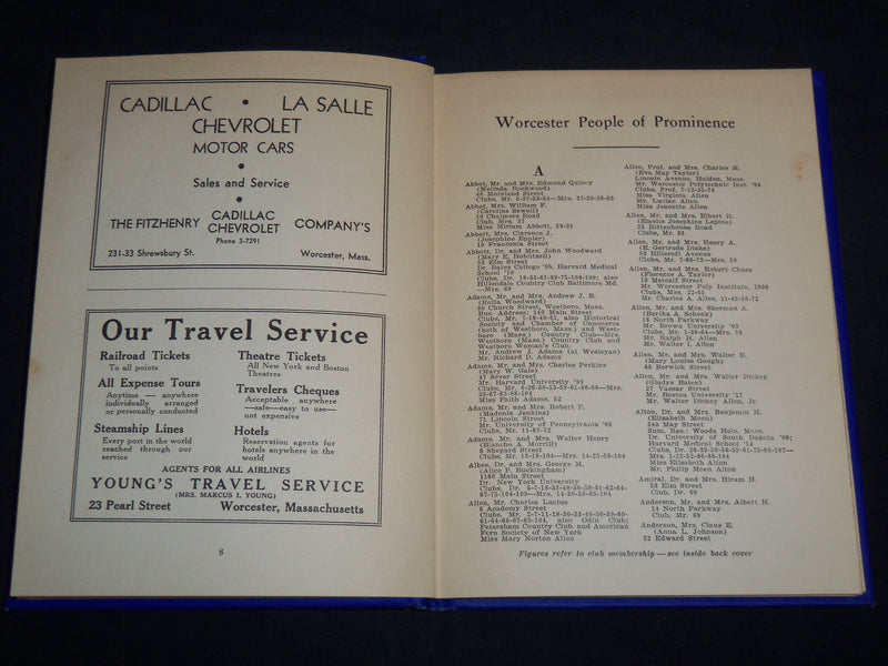 1924-1941 WORCESTER BLUE BOOK LOT OF 3 - SUBURBAN CITIES & TOWNS - KD 5523I