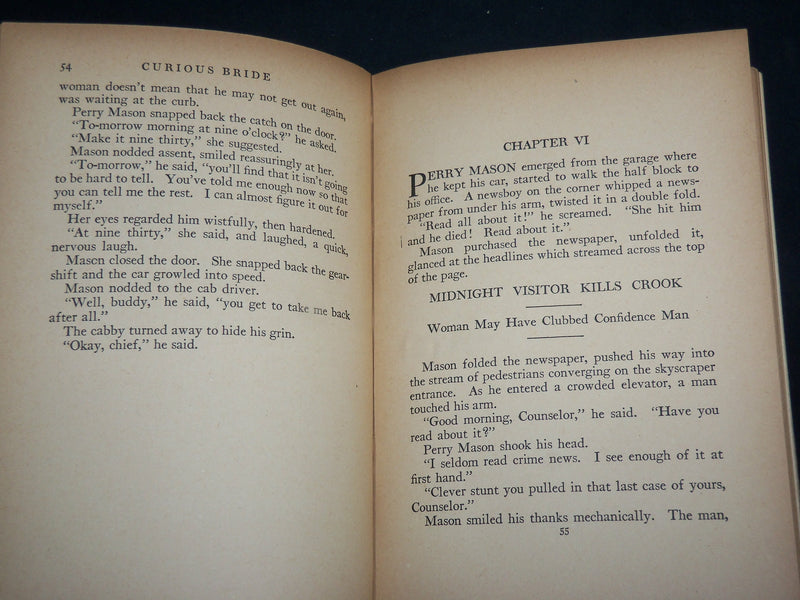 1934 THE CASE OF THE CURIOUS BRIDE HARDCOVER BOOK BY ERLE GARDNER - KD 7282