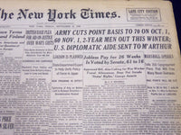 1945 SEPT 21 NEW YORK TIMES - ARMY CUTS POINT BASIS TO 70 ON OCT 1ST - NT 288