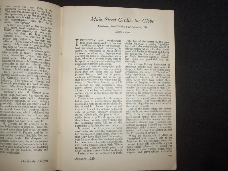 1929 JANUARY THE READER'S DIGEST SOFTCOVER BOOK - NUMBER 81 - J 9923