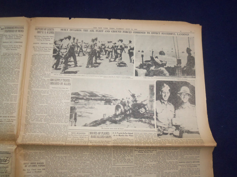 1943 JULY 13 NEW YORK TIMES -ALLIES SEIZE SYRACUSE AND NINE OTHER TOWNS- NP 6545