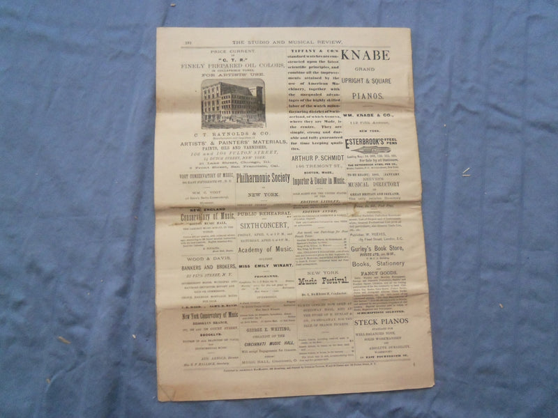 1881 THE STUDIO AND MUSICAL REVIEW NEWSPAPER - LOT OF 4 - NP 8416