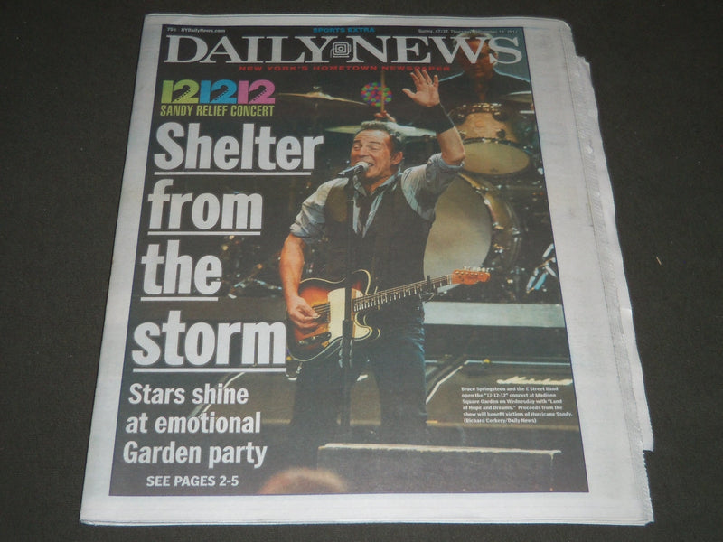 2012 DEC 13 NEW YORK DAILY NEWS - SHELTER FROM THE STORM - SPRINGSTEEN- NP 2454