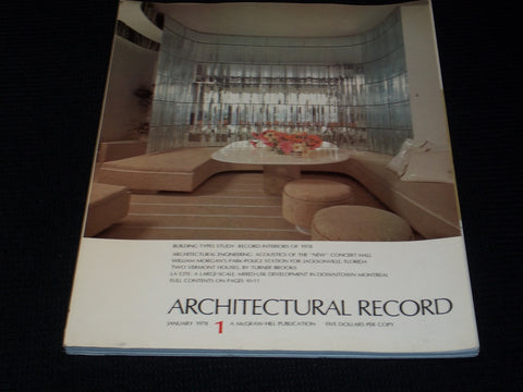 1978 JANUARY ARCHITECTURAL RECORD MAGAZINE - INTERIORS COVER - E 4183