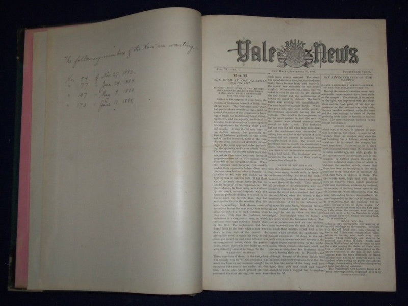 1883-1884 SEP-JUN YALE NEWS MAGAZINE BOUND VOLUME NO. 7 - GREAT ADS - KD 726G