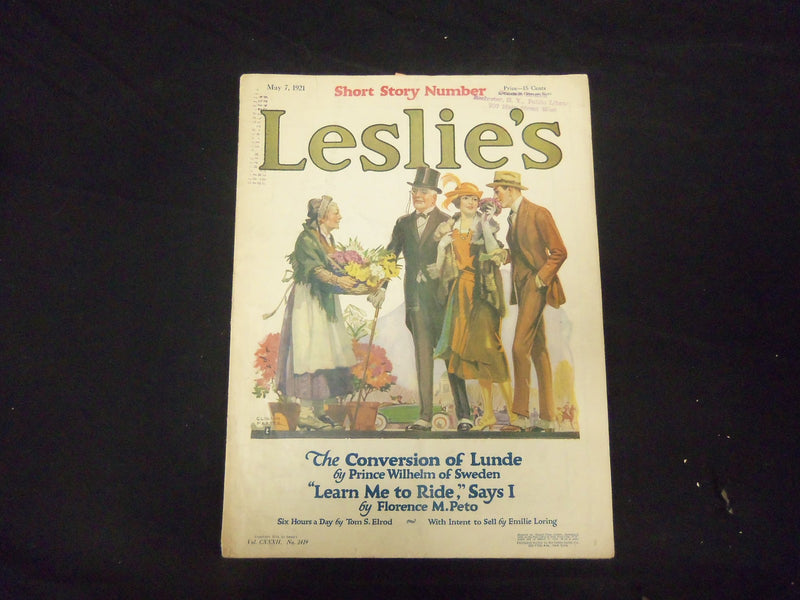 1921 MAY 7 LESLIE'S WEEKLY MAGAZINE - GREAT COVER, PHOTOS & ADS - ST 2333