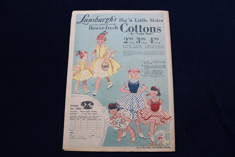 1952 MAR 23 WASHINGTON STAR PICTORIAL MAGAZINE - TWO CINDERELLAS COVER - E 23310