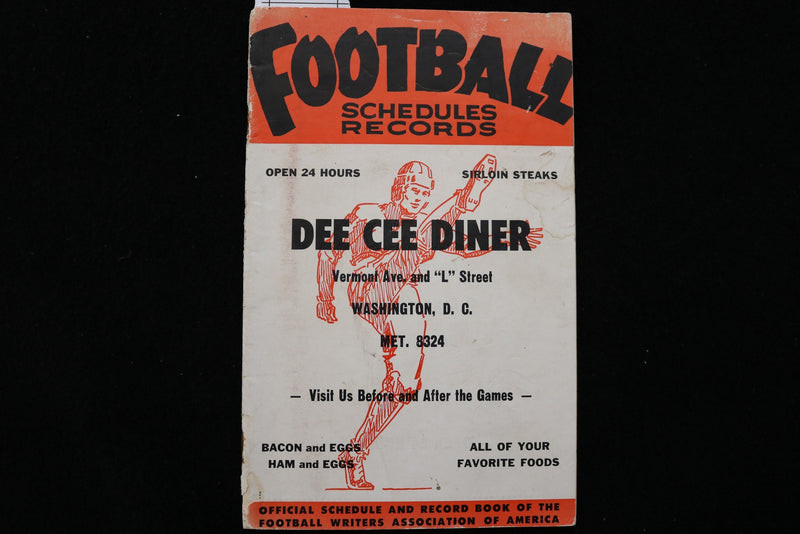 1950 DEE CEE DINER FOOTBALL SCHEDULES-RECORDS - K 2840