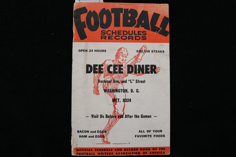 1950 DEE CEE DINER FOOTBALL SCHEDULES-RECORDS - K 2840