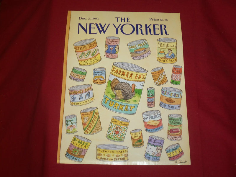 1991 DECEMBER 2 NEW YORKER MAGAZINE FRONT COVER ONLY - GREAT ART FOR FRAMING