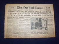 1945 JAN 29 NEW YORK TIMES -RUSSIANS WIN ALL SILESIA PLANTS, TAKE MEMEL- NP 6664