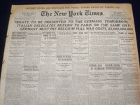 1919 MAY 6 NEW YORK TIMES - TREATY PRESENTED TO GERMANS TOMORROW - NT 9239