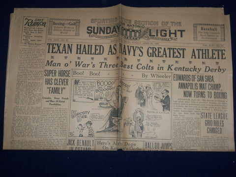 1926 APRIL 25 SAN ANTONIO SUNDAY LIGHT SPORT SECTION - TEXAN HAILED - NP 972B