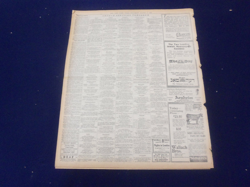 1919 MARCH 8 NEW YORK TIMES - ALLIES AGREE GERMANY MUST BE FED - NT 9269