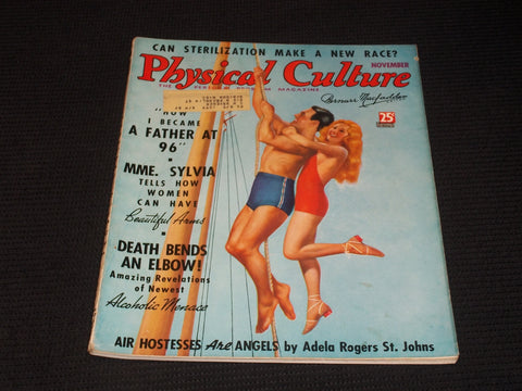 1936 NOVEMBER PHYSICAL CULTURE MAGAZINE NICE EXERCISE WORKOUT ISSUE - E 3739