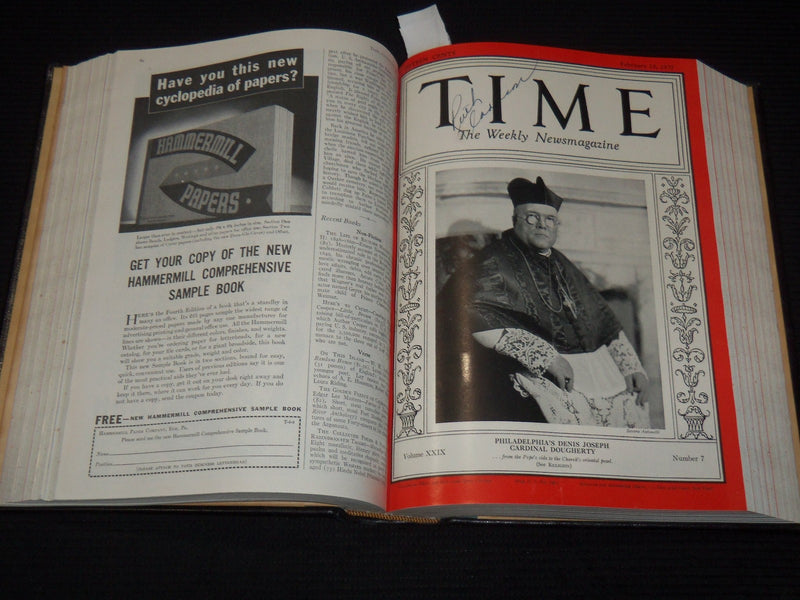 1937 JAN-MAR TIME MAGAZINE BOUND VOLUME - GREAT COVERS - NICE ADS - KD 3806N
