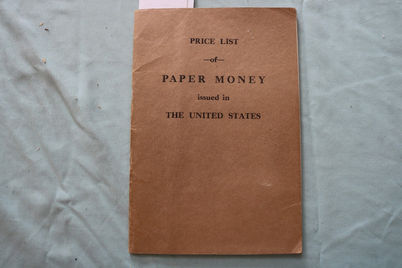 1929 D. C. WISMER PAPER MONEY ISSUED IN U.S. PRICE LIST -SOFTCOVER BOOK - K 3307